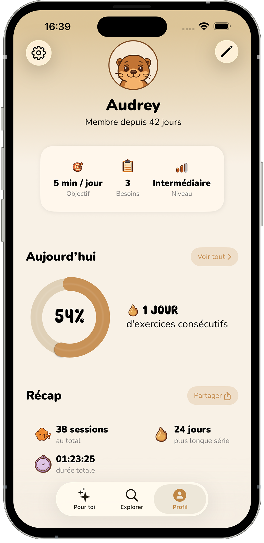 Aura — exercices de respiration pour le sommeil, le suivi de progression et les habitudes bien-être